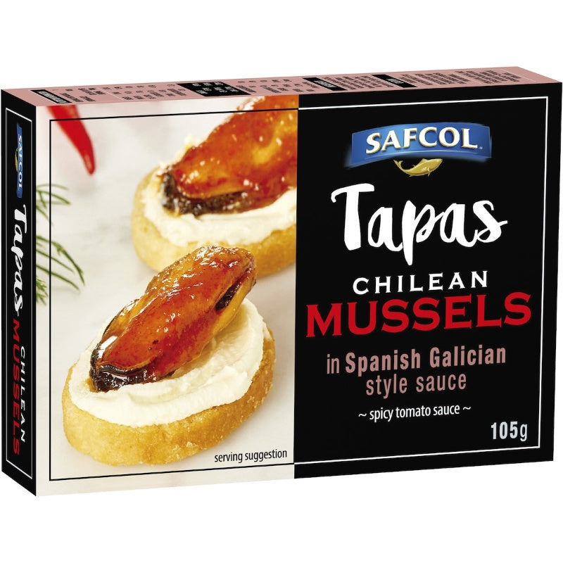 Safcol Tapas Chilean Mussels In Spanish Galician Style Sauce 105g