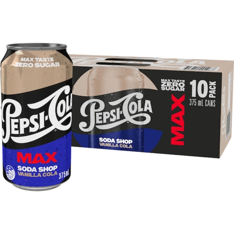 Schweppes Pepsi Max Soda Shop Vanilla Cans 375ml 10pk