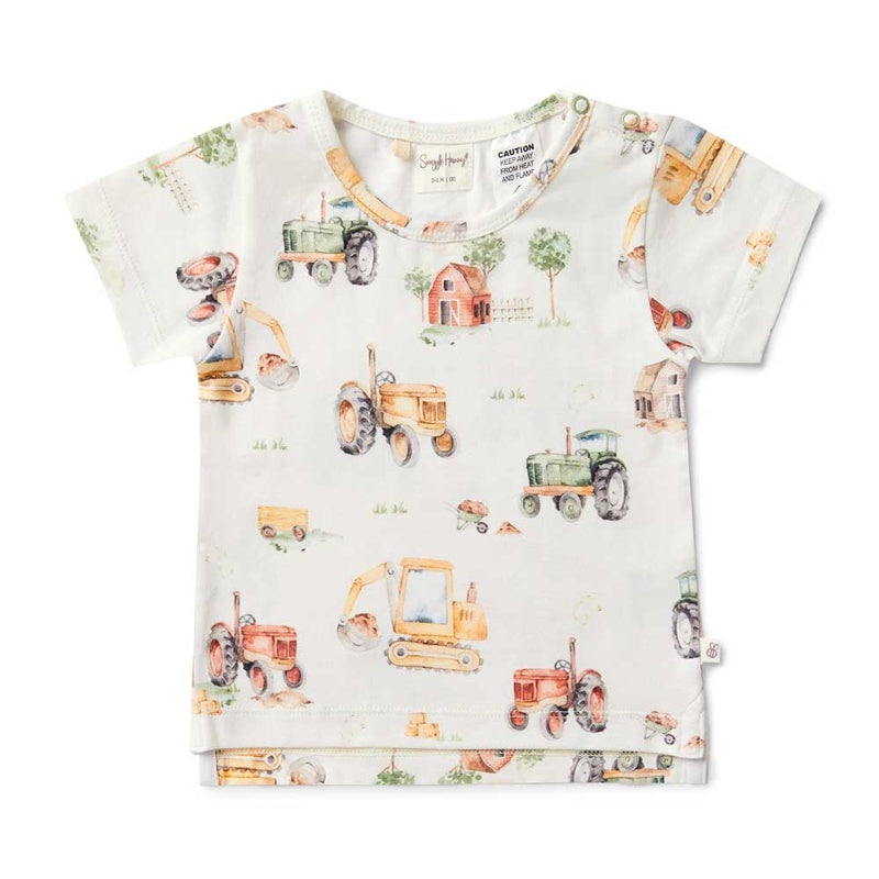 Snuggle Hunny Diggers & Tractors Organic T-Shirt Sz 1