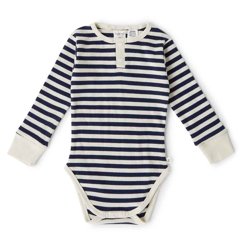 Snuggle Hunny Moonlight Stripe Long Sleeve Organic Bodysuit 6-12 Months