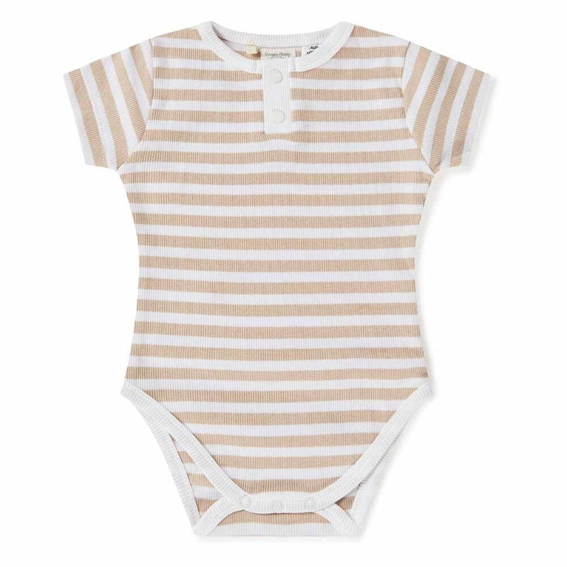 Snuggle Hunny Pebble Stripe Short Sleeve Organic Bodysuit 3-6 Months