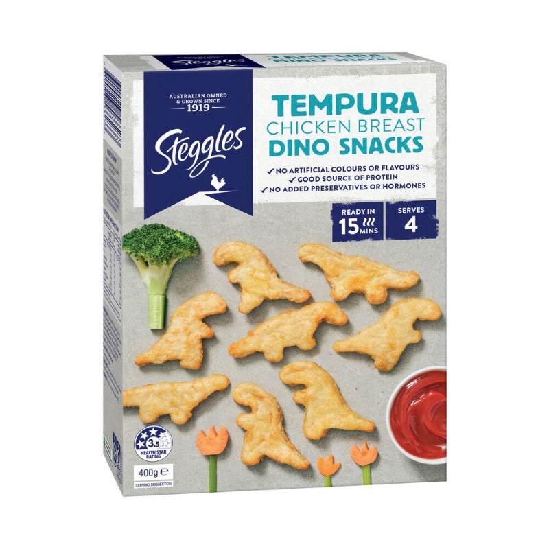 Steggles Chicken Breast Dino Snacks Tempura 400g