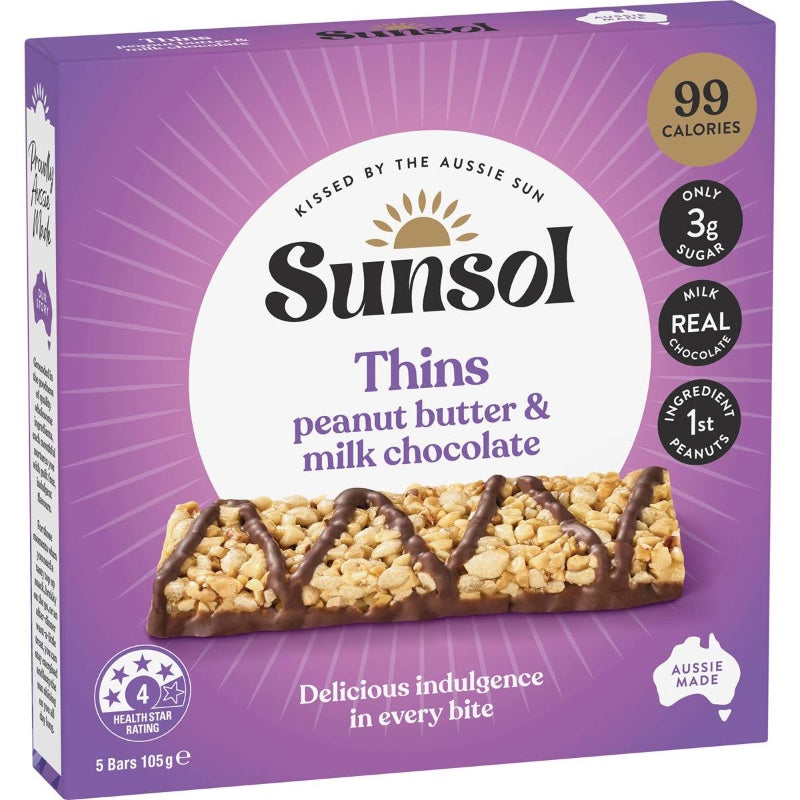 Sunsol Thins Peanut Butter Milk Chocolate 105g