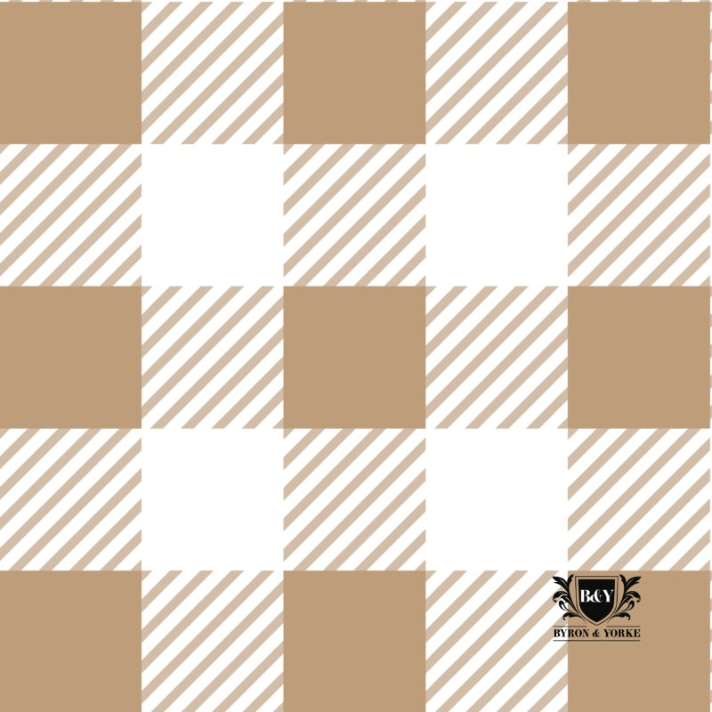 Taupe Gold Gingham Luncheon Napkin