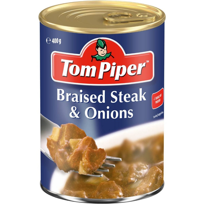 Tom Piper Braised Steak & Onions Canned Meal 400g