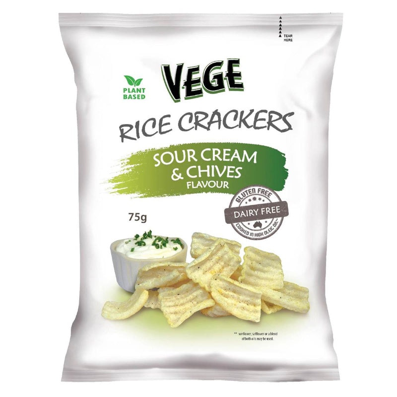 Vege Chips Rice Crackers Sour Cream & Chives 75g