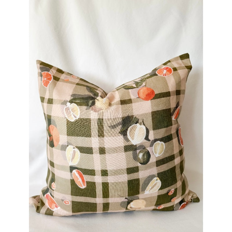 Whitney Spicer Linen Cushion Cover - Sour Gingham