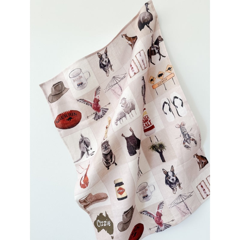 Whitney Spicer Linen Tea Towel - Ozzie