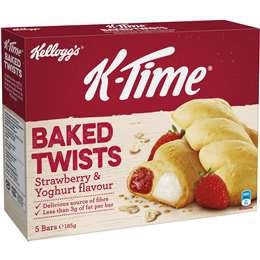 Kelloggs K Time Baked Twists Strawberry & Yoghurt Flavour 5 Bars