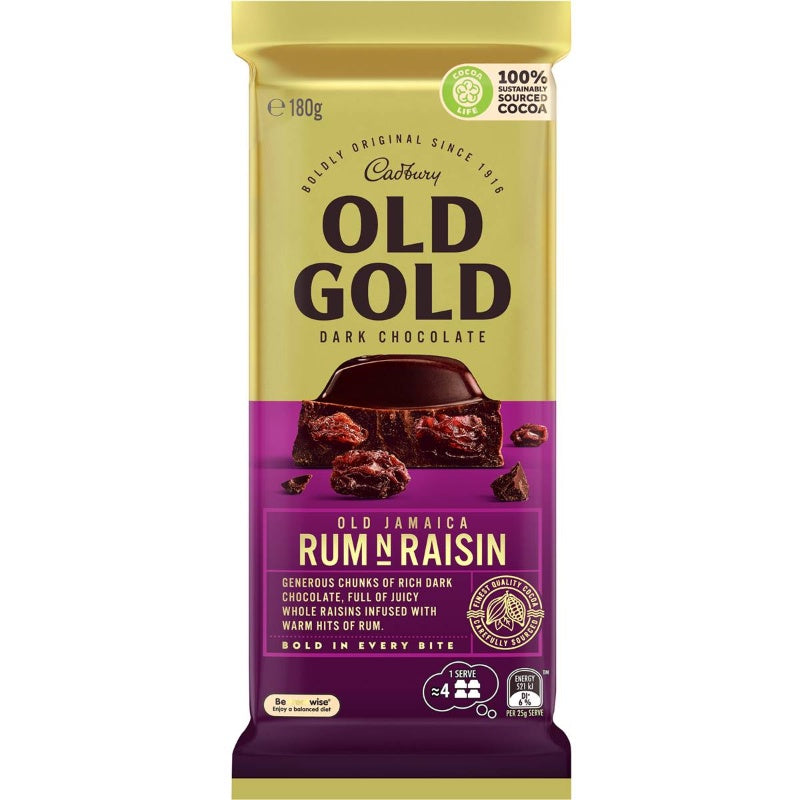 Cadbury Old Gold Jamaica Rum & Raisin 180g