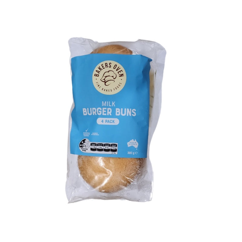 Bakers Oven Milk Burger Buns 4pk