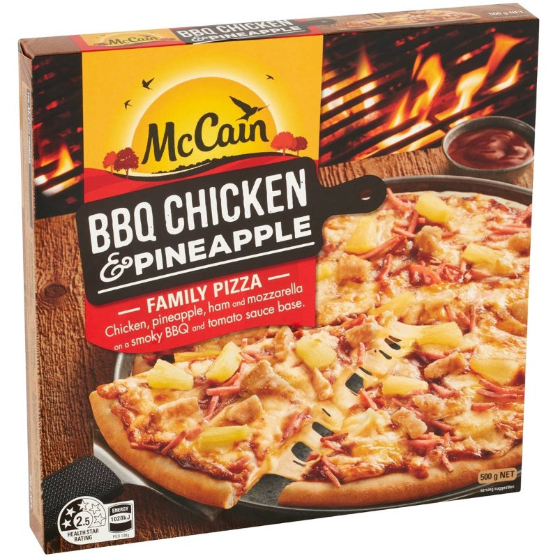 McCain Frozen BBQ Chicken & Pineapple Family Pizza 500g