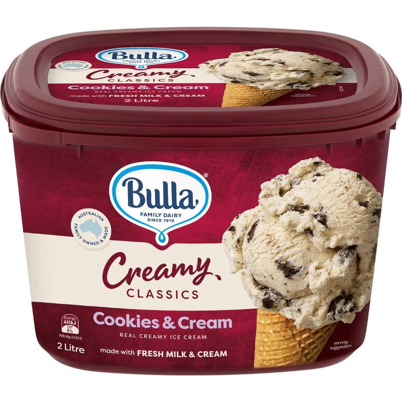 Bulla Creamy Classics Ice Cream Cookies & Cream 2l Tub