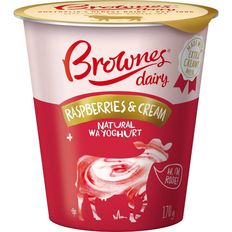 Brownes Dairy Raspberry & Cream Yoghurt 170g