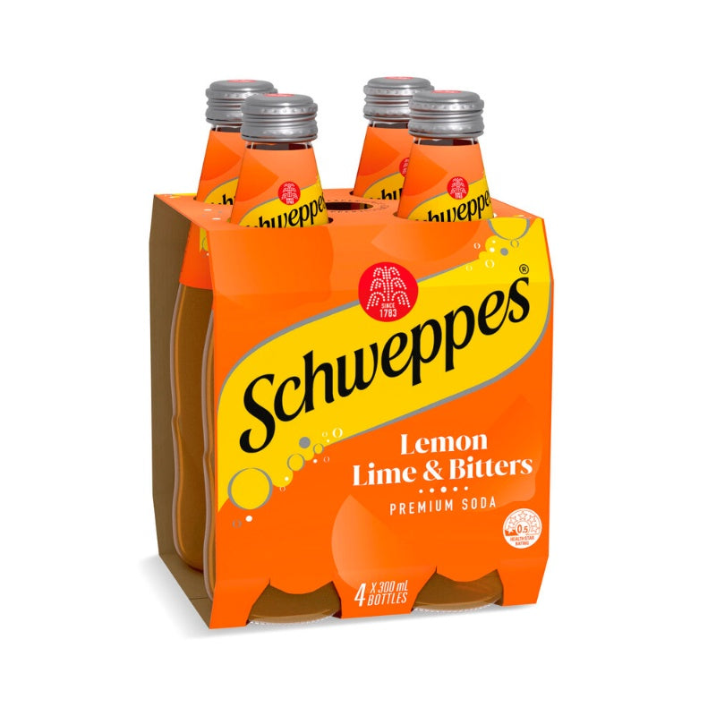 Schweppes Lemon Lime Bitters Glass 300ml 4pk