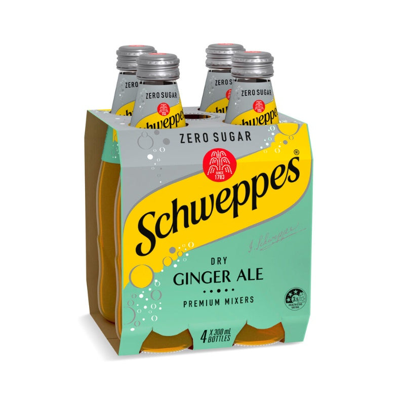 Schweppes Dry Ginger Ale Zero Sugar 300ml x 4 Pack