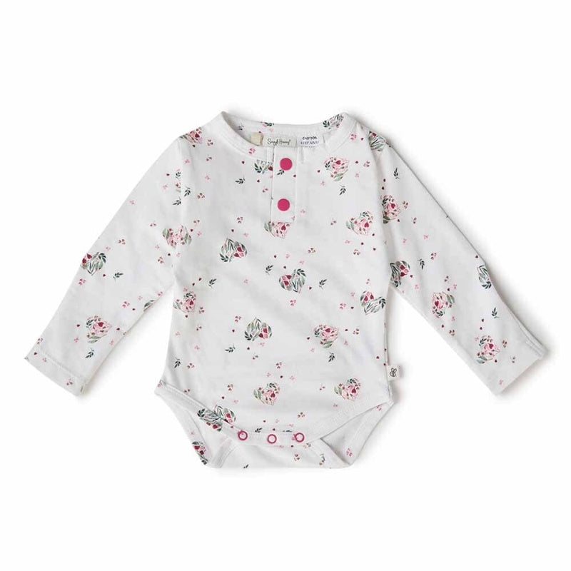 Heart Long Sleeve Organic Bodysuit 0-3 Months