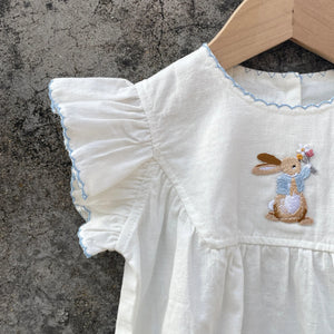 Embroidery Rabbit Baby Romper 100% Cotton Sz 6-12mth