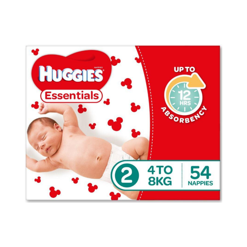 Huggies Essentials Nappies Size 2 Infant 54pk