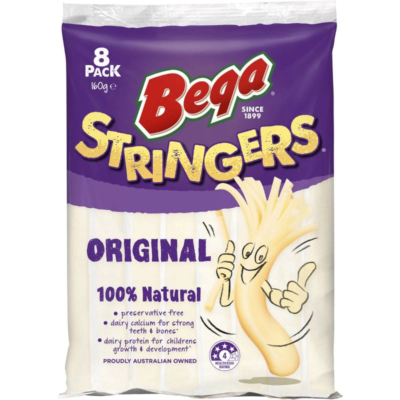 Bega Cheese Stringers Peelable Cheese 8pk