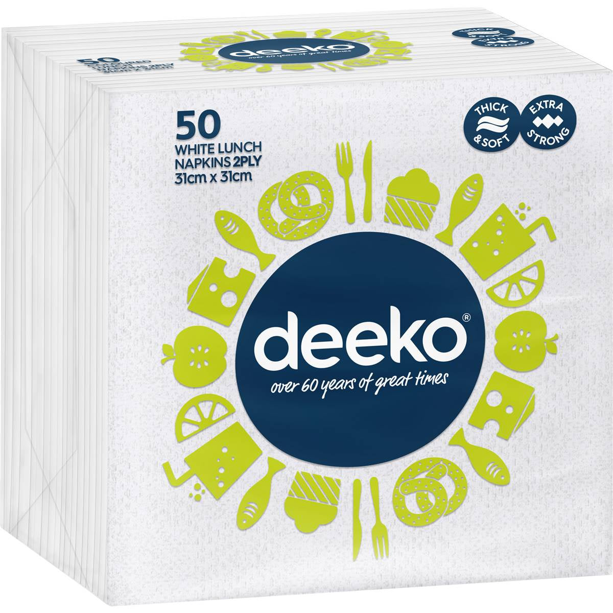 Deeko Serviettes Lunch 2 Ply Assorted 50 Pack