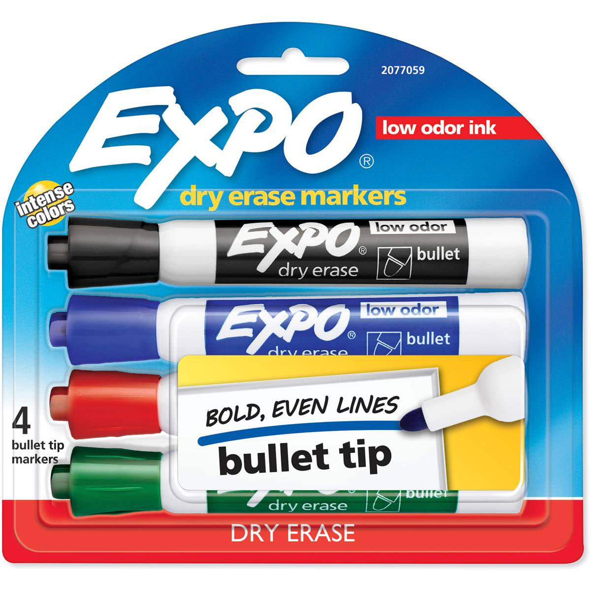 Expo Whiteboard Marker Pens Bullet Tip, Assorted Colours 4 Pack