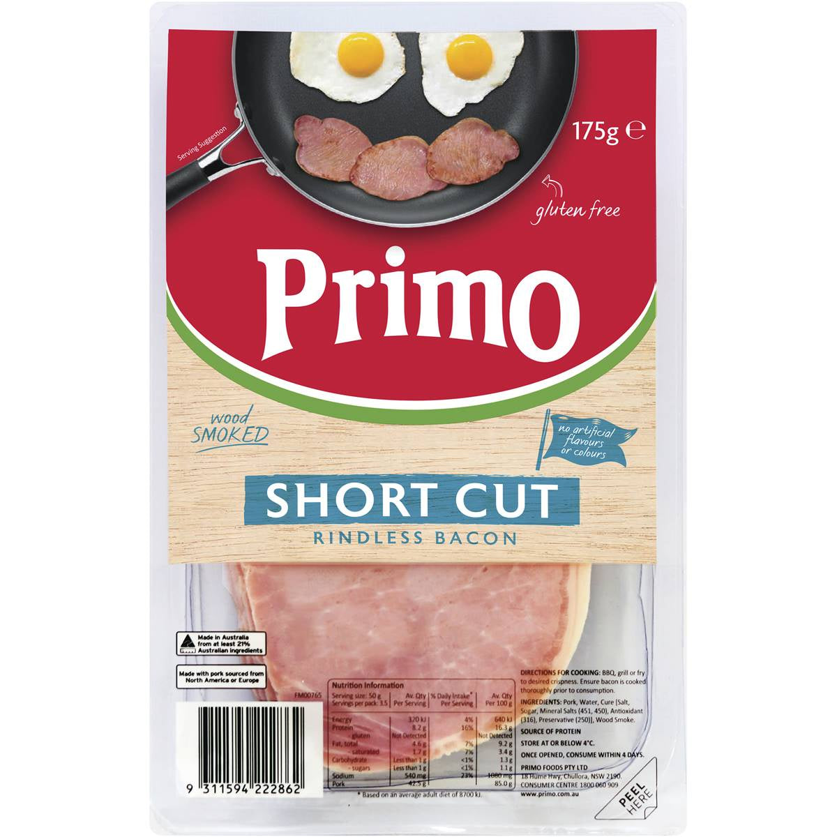 Primo Rindless Shortcut Bacon 175g