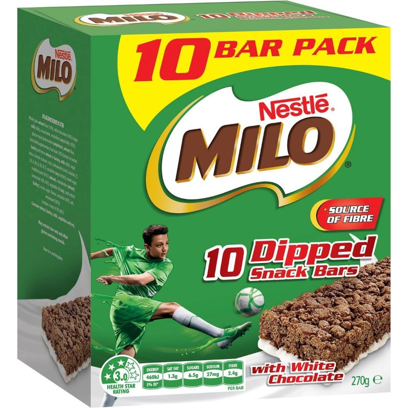 Nestle Milo Dipped Snack Bars With White Chocolate 10 Pack