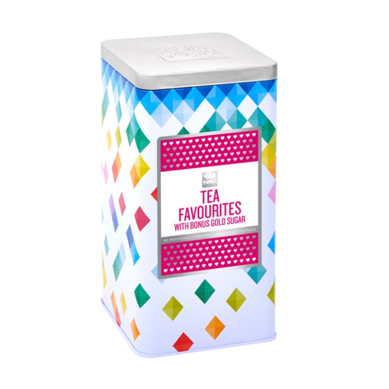 Tea Tonic Favourites Assortment Tin 40 Teabags & Mini Gold Sugar