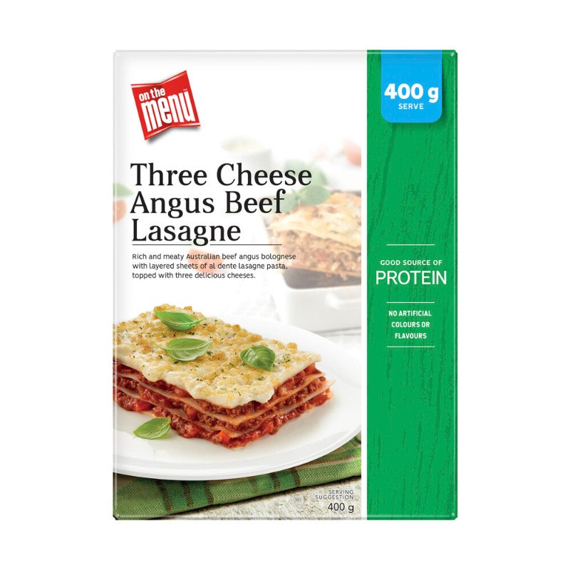 On The Menu Frozen Three Cheese Angus Beef Lasagne 400g