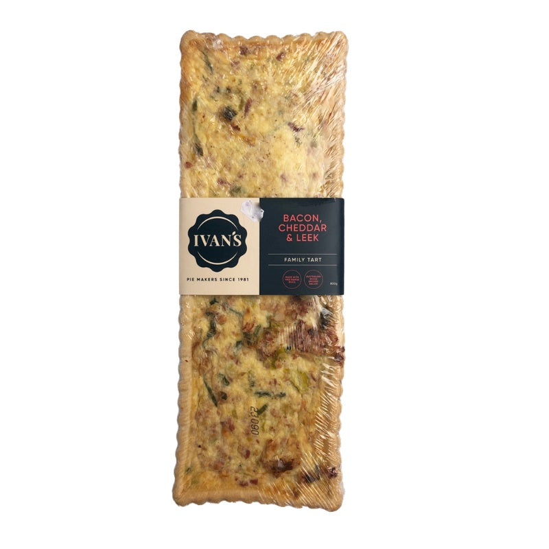 Ivans Bacon Cheese & Leek Tart 800g