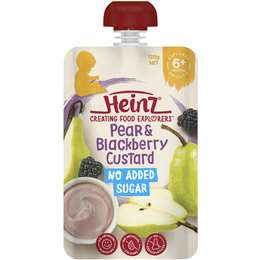 Heinz Pear & Blackberry Custard Baby Food Pouch 6+ Months 120g