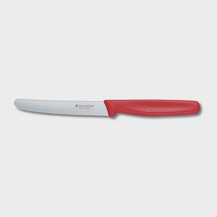 Victorinox Steak & Tomato Knife 11cm Round Tip Wavy Edge Red