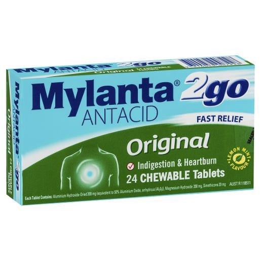 Mylanta2Go Antiacid Tablets Original Chew 24 Pack