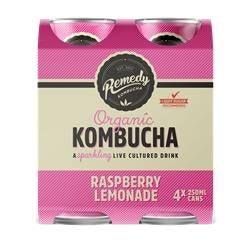 Remedy Kombucha Can Raspberry Lemonade 4Pk 250ml