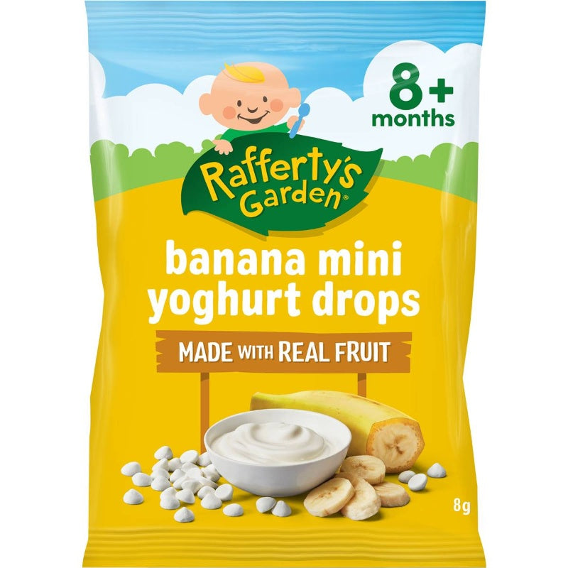 Rafferty's Garden Banana Mini Yoghurt Drops Baby Food Snack 8+ Months 8g