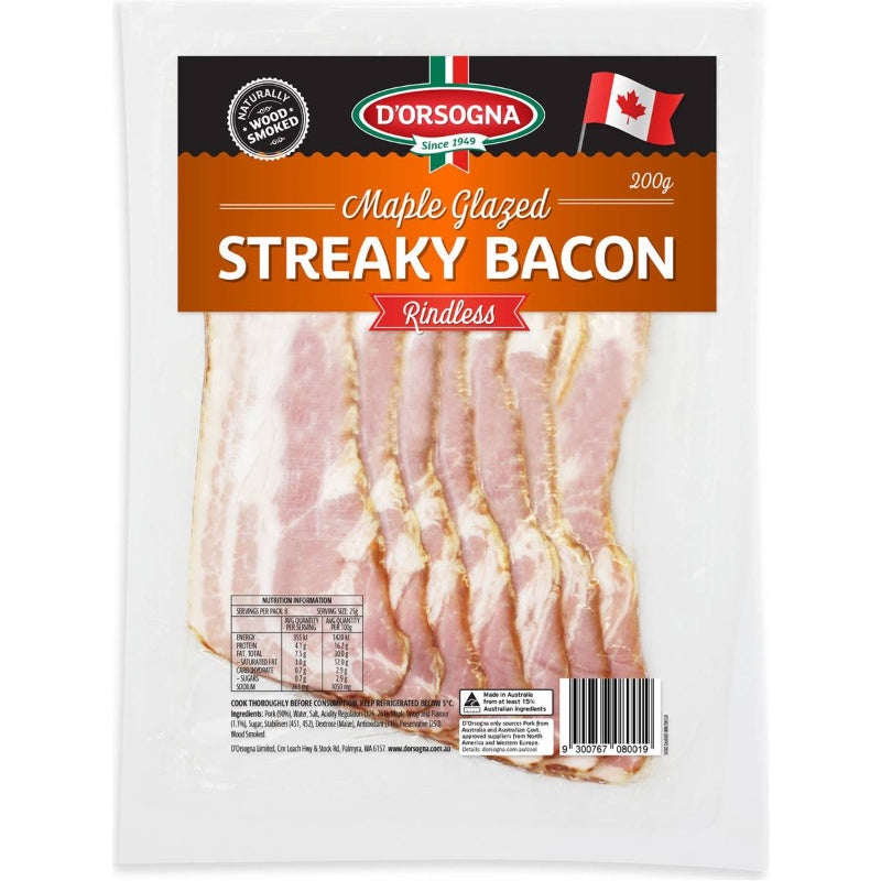 D'orsogna Maple Bacon Streaky 200g