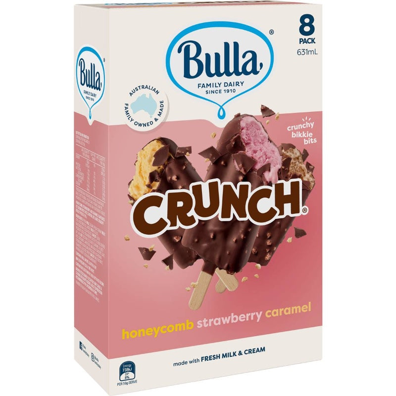 Bulla Crunch Caramel, Strawberry & Honeycomb 8 Pack