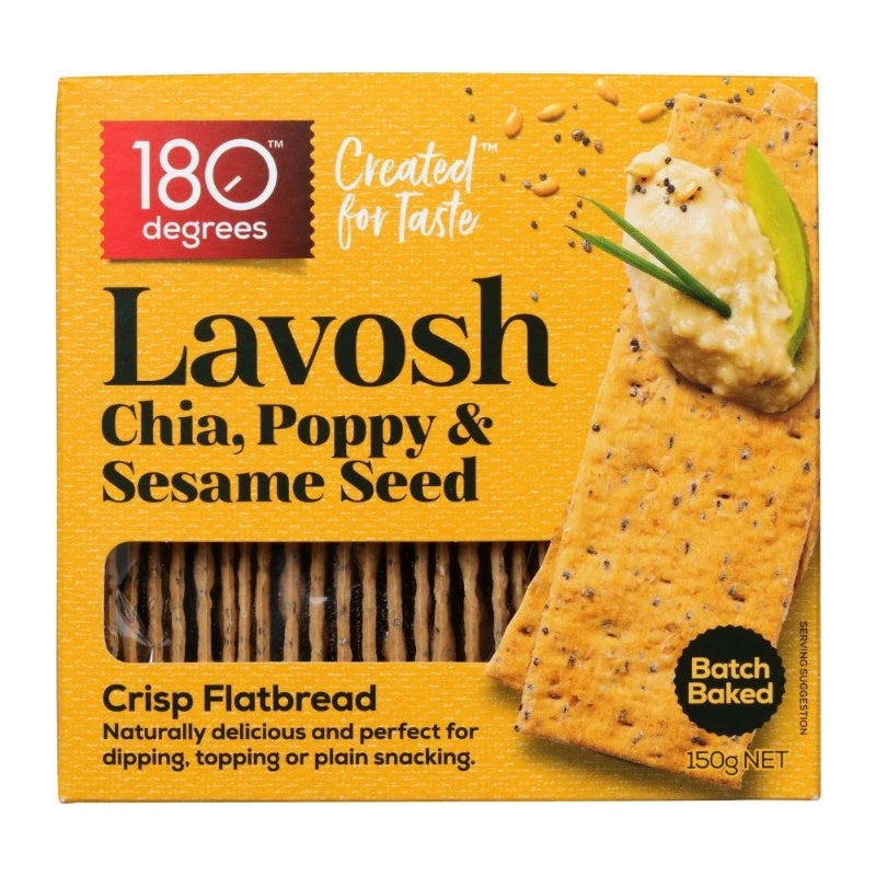 180 Degrees Lavosh Poppy Chia Sesame 150g