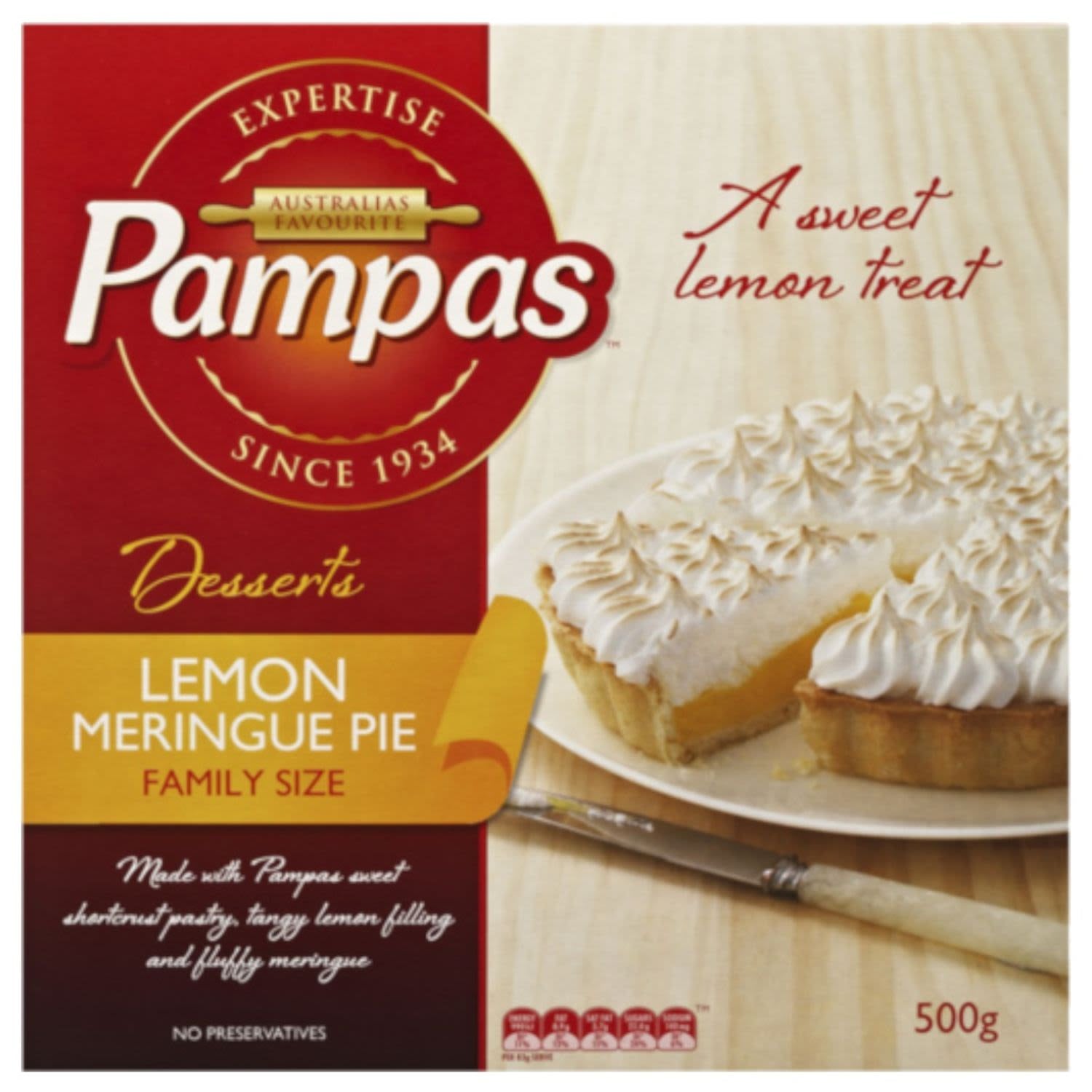 Pampas Pie Lemon Meringue Family Sized 500g