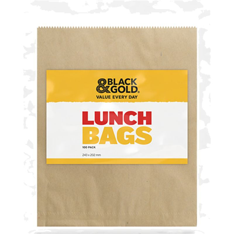 Black & Gold Lunch Bags Paper 243mm X 22mm 100s