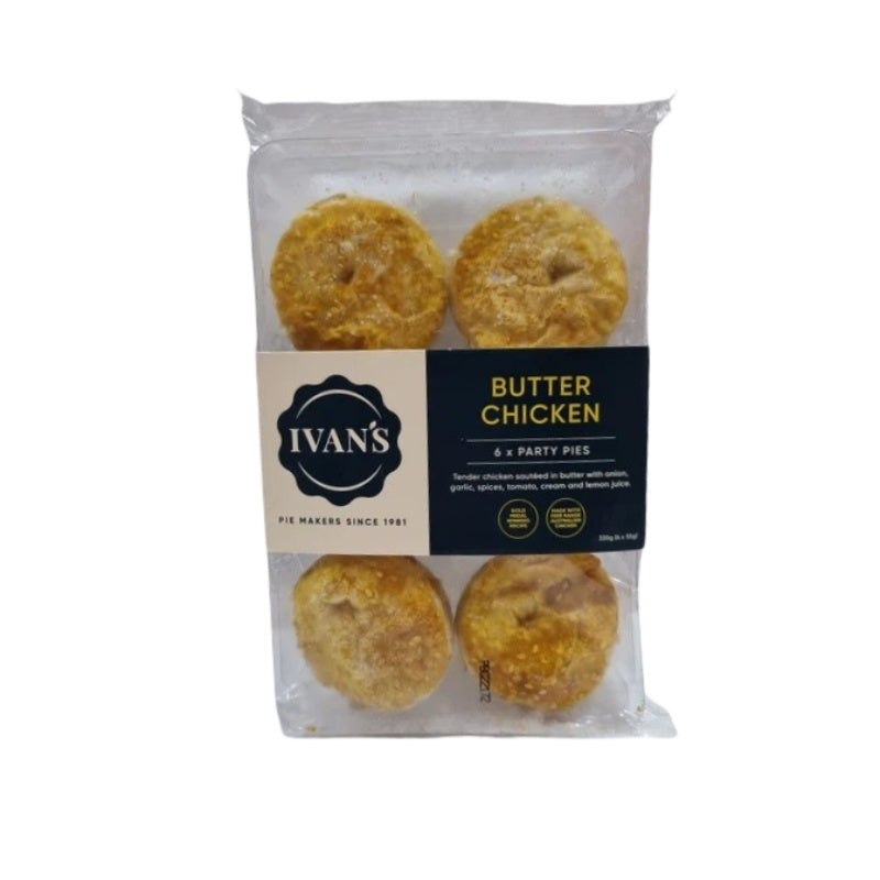 Ivans Butter Chicken Party Pies 6 Pk 330g