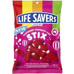 Lifesavers Raspberry Sherber Fizz Stix 220g