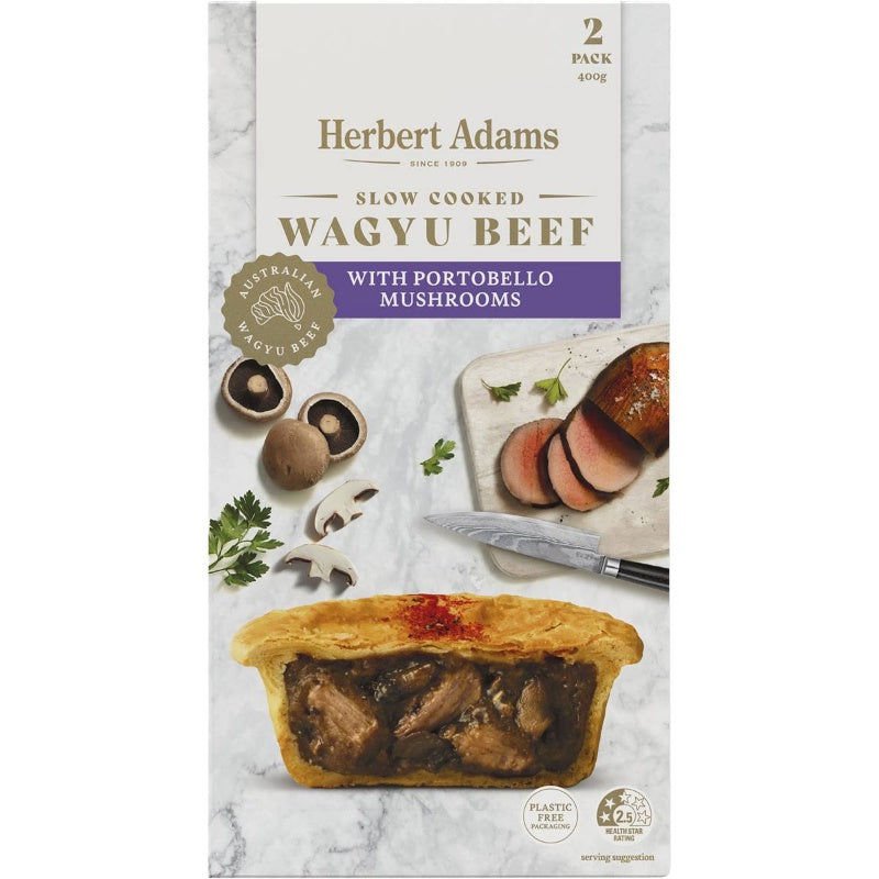 Herbert Adams Wagyu & Portobello Mushroom Pies 400g