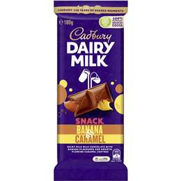 Cadbury Snack Banana & Caramel Chocolate Block 180g