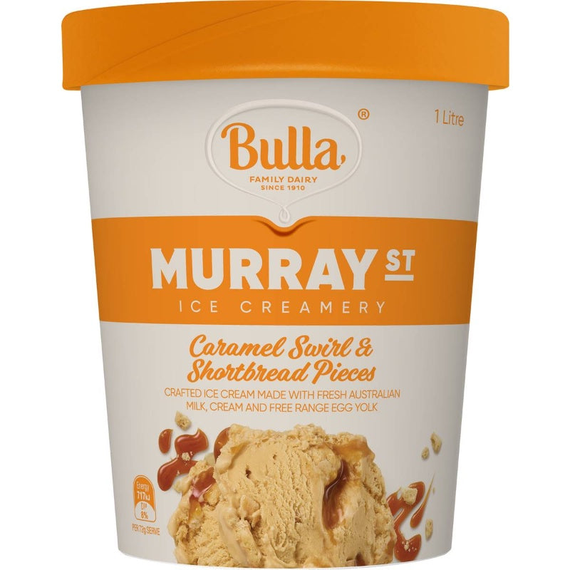 Bulla Murray Street Ice Cream Caramel Swirl & Shortbread 1L