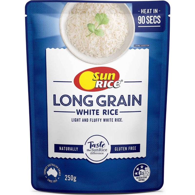 Sunrice Microwave White Long Grain Rice Pouch 250g