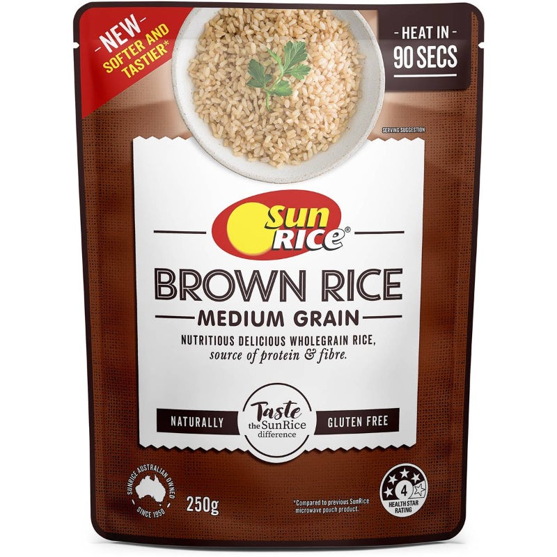 Sunrice Microwave Medium Grain Brown Rice In 90 250g