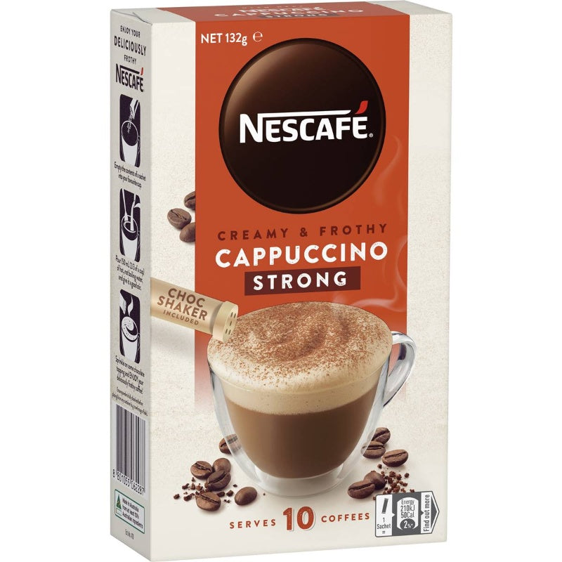 Nescafe Coffee Sachets Strong Cappuccino 10pk