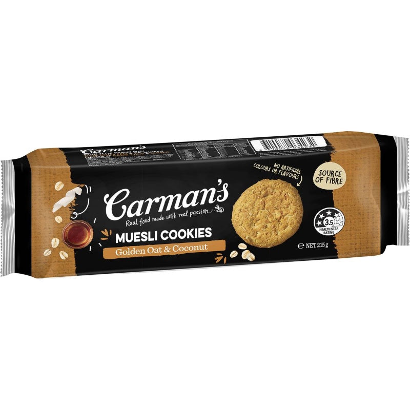 Carman's Muesli Cookies Golden Oat & Coconut 215g